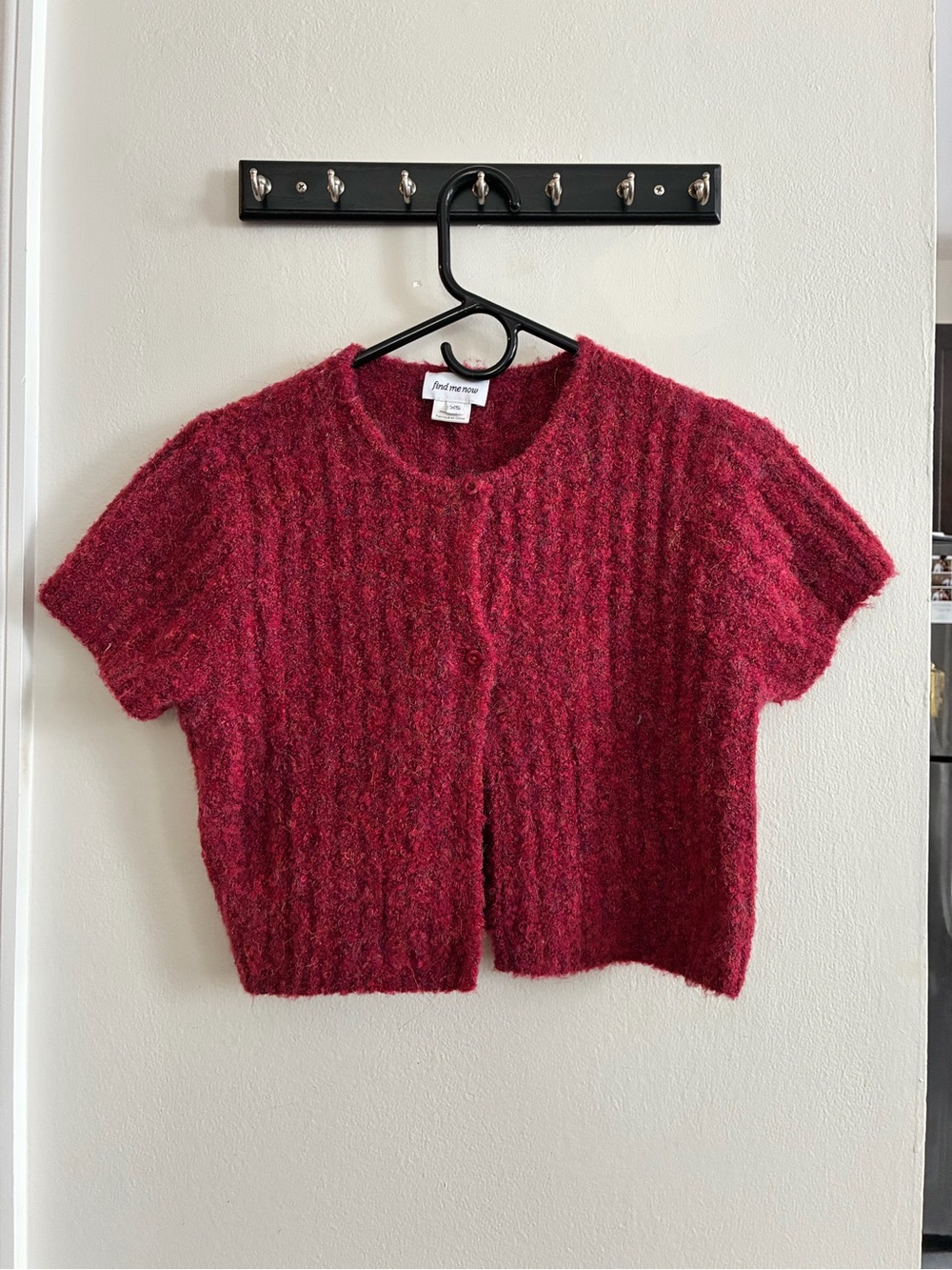 Short-Sleeve Knit Cardigan - Magenta